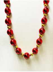 40" 25MM Red with Gold Spacer Bead Necklaces - 6 P