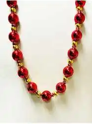 40" 25MM Red with Gold Spacer Bead Necklaces - 6 P