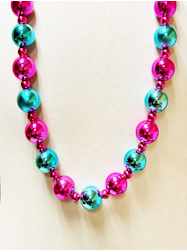 40" 30MM Turquoise and Pink with Pink Spacer Bead