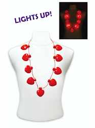 38" Necklace with 9 Blinking Red Hearts - EACH