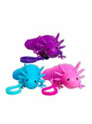4.75" Keychain Axolotl in Blue, Purple and Pink -