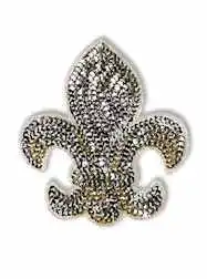 Silver Faceted Sequin Fleur de Lis Applique