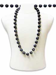 42" 22mm Round Metallic Navy Blue Throw Beads - 6