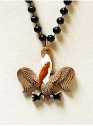 36" 10MM Black Beads with Brown Pelican - EACH