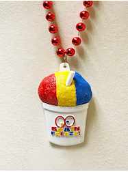 36" 10MM Red Beads with Red, Yellow & Blue Snowbal