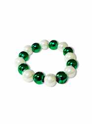Green and White Bracelets -St. Patricks Day - DOZE
