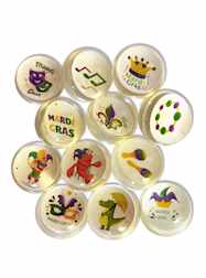 1" High Bounce Mardi Gras Icon Rubber Balls - 6 DO