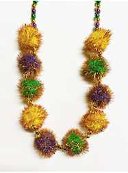 44" Purple, Green & Gold Tinsel Ball Mardi Gras Be