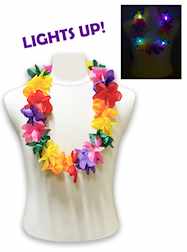 33" Light Up Multicolor Hawaiian Lei - DOZEN - 12