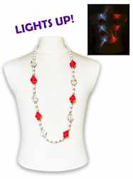 Blinking Red and Clear Diamonds on White Pearl Bea