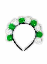 St. Patricks Day Green and White Pompom Headbands