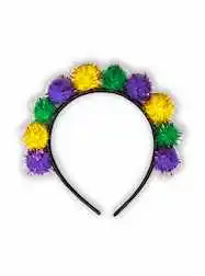Mardi Gras Purple, Green and Gold Pompom Headbands