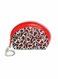 Keychain Purse with Red and White Valentine Hearts