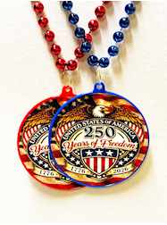 33" Red/Blue "250th Anniversary" Decal Necklaces -