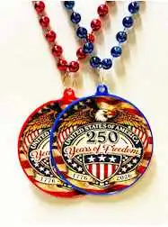 33" Red/Blue "250th Anniversary" Decal Necklaces -