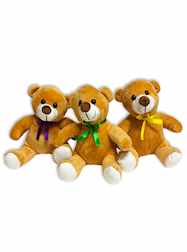 8" Plush Brown Bears with Purple, Green and Gold R