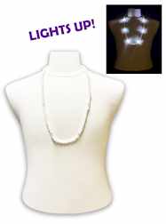 33" Silver Blinky Beads with 6  Flashing Lights -