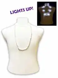 33" Silver Blinky Beads with 6  Flashing Lights -
