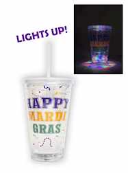 16oz "Happy Mardi Gras" LED Tumbler -EACH