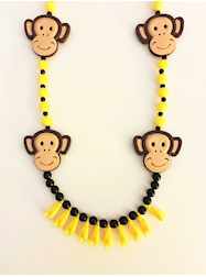 42" Monkey Face Beads with Bananas - SIX PIECES