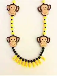 42" Monkey Face Beads with Bananas - SIX PIECES