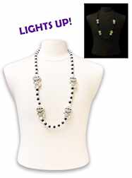 36" 10MM Black and White Beads w/ 4 Light Up Mummi