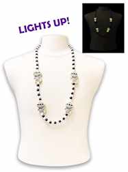 36" 10MM Black and White Beads w/ 4 Light Up Mummi