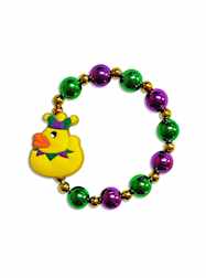 8" Mardi Gras Duck on Metallic Purple, Green & Gol