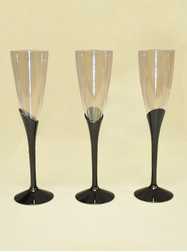 Tableware - 9.25" Black Plastic Fluted Champagne Glasses
