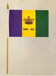 4" X 6" PGG Crown Mardi Gras Flag With Stick