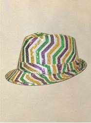 Purple, Green & Gold Fedora with Sequin Stripes